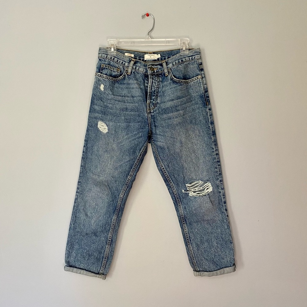 Topman tapered blue acid wash jeans size 30
